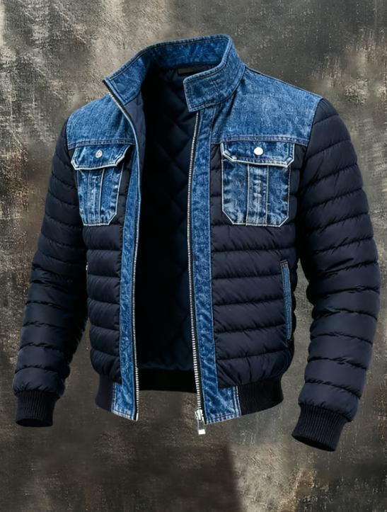 PATRYK | KURTKA QUILTED Z ELEGANCKIMI DETALAMI DENIMOWYMI