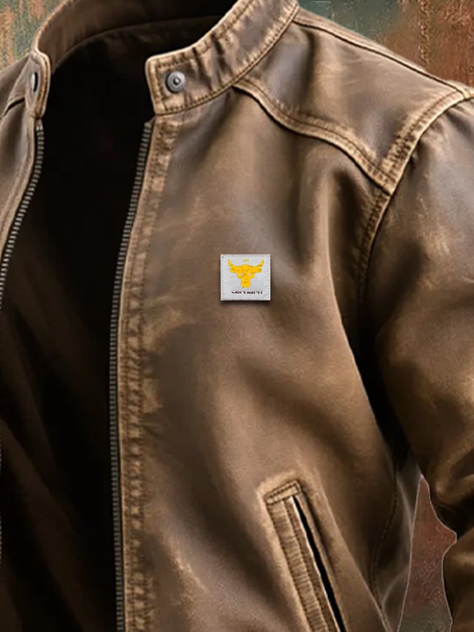 Leo | Brązowa vintage skórzana kurtka o klasycznym kroju