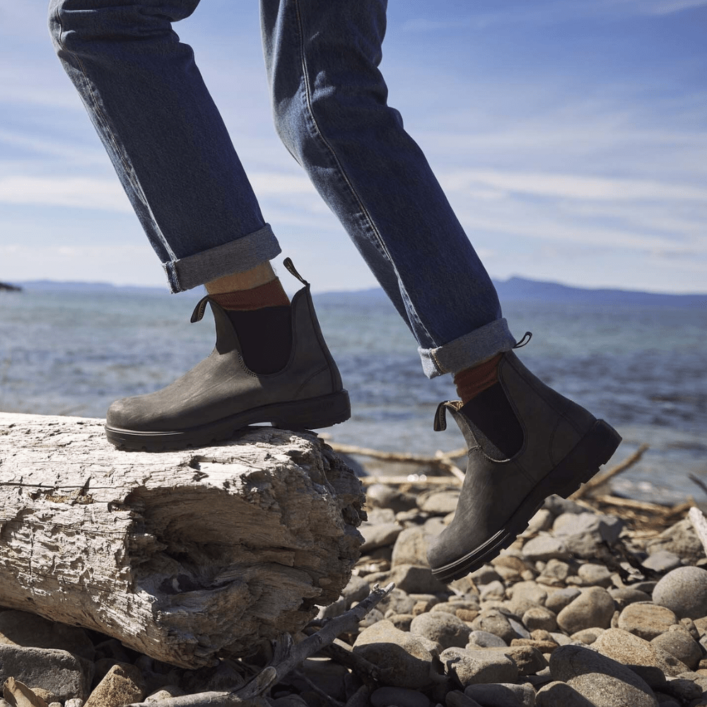 Mason | Męskie skórzane botki Chelsea z pętelką